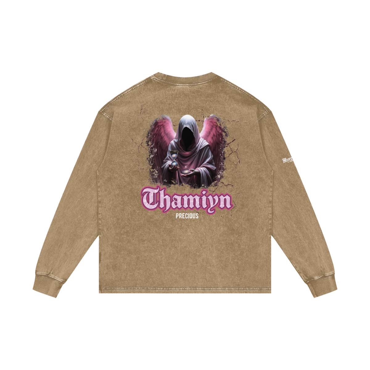Thamiyn - Precious | Myrenium Armour of Angels | Acid Wash Oversize Long Sleeve T-Shirt