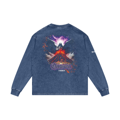 Quwwa - Strength | Myrenium Armour of Angels | Acid Wash Oversize Long Sleeve T-Shirt