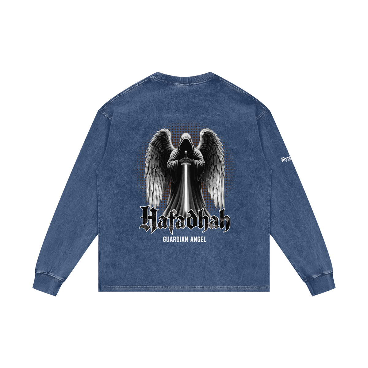 Hafadhah - Guardian Angel | Myrenium Armour of Angels | Acid Wash Oversize Long Sleeve T-Shirt