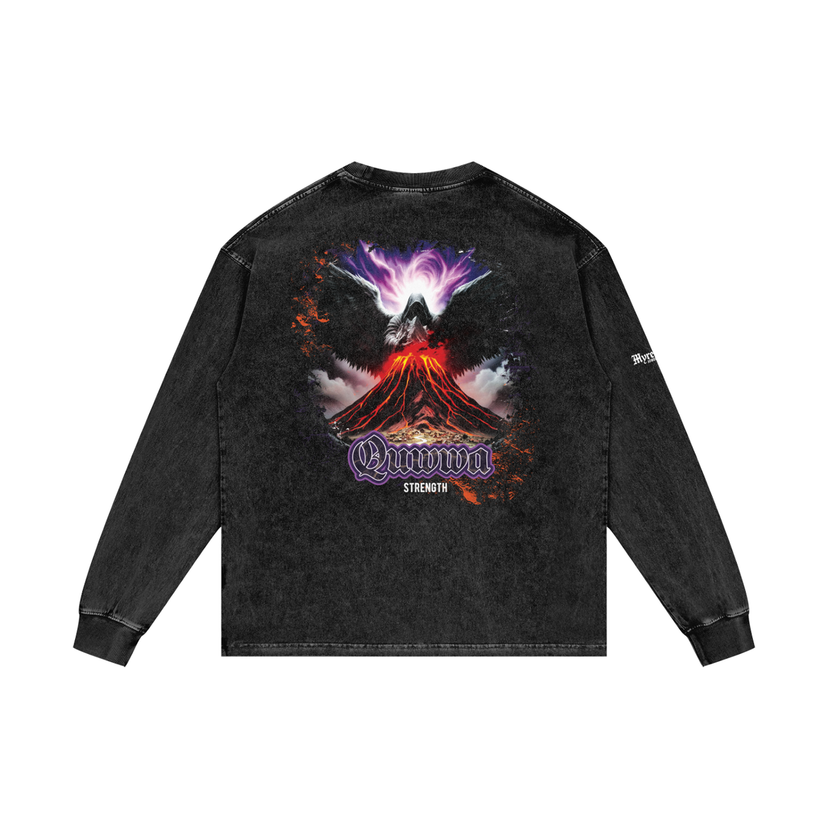 Quwwa - Strength | Myrenium Armour of Angels | Acid Wash Oversize Long Sleeve T-Shirt
