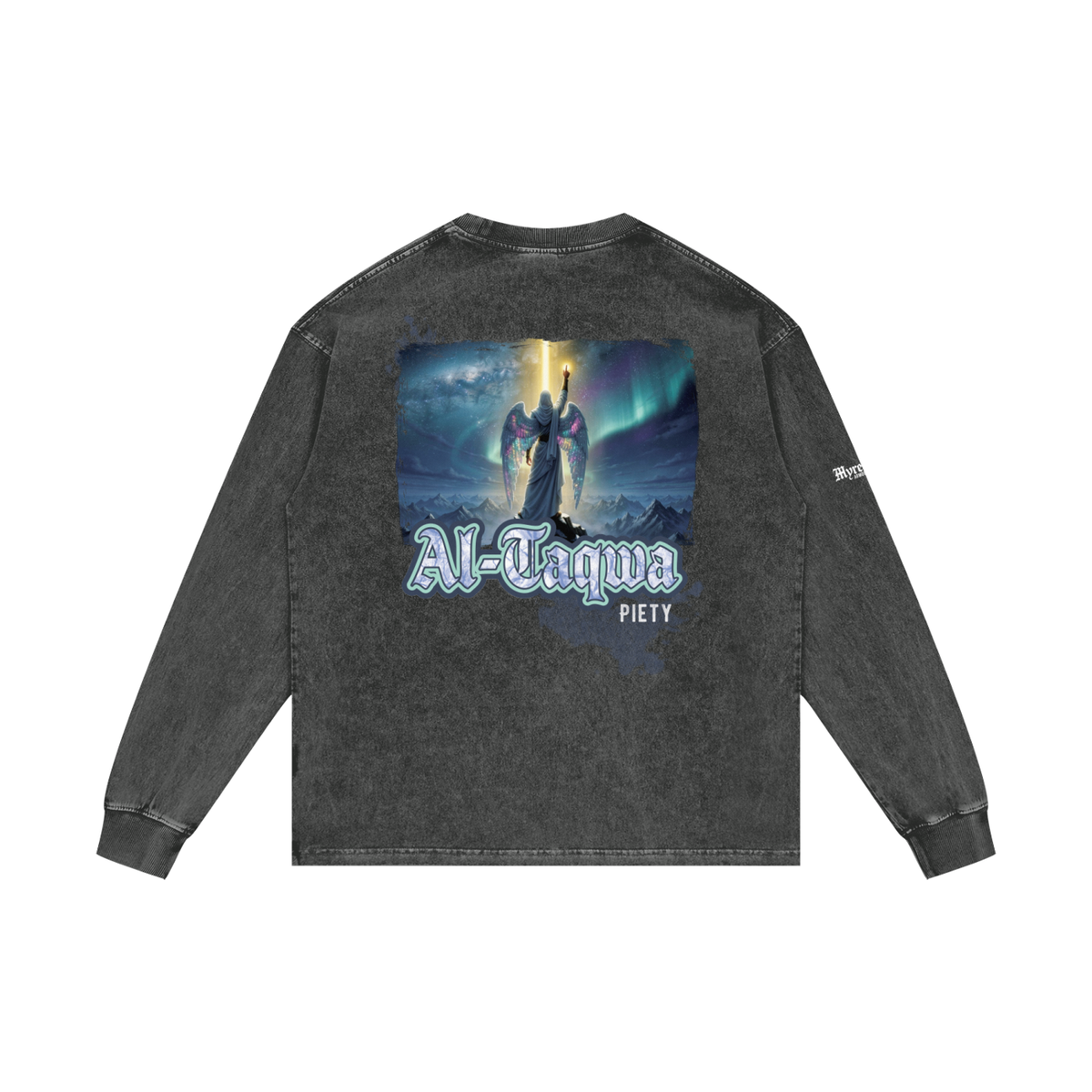 Al-Taqwa - Piety | Myrenium Armour of Angels | Acid Wash Oversize Long Sleeve T-Shirt