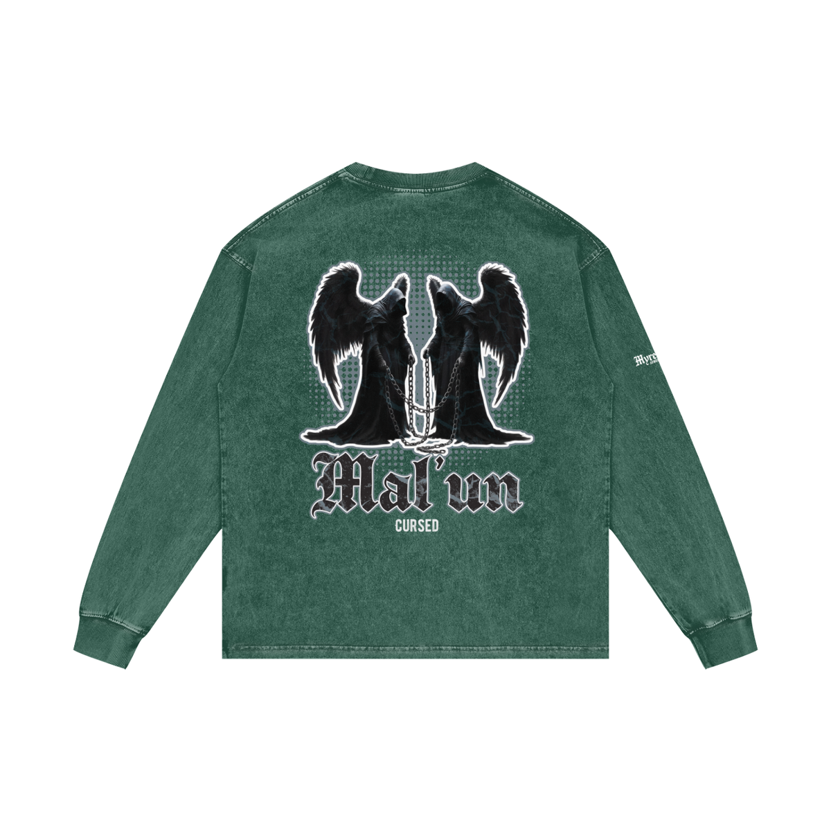 Mal'un - Cursed | Myrenium Armour of Angels | Acid Wash Oversize Long Sleeve T-Shirt