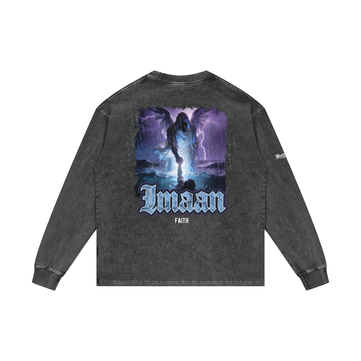 Imaan - Faith | Myrenium Armour of Angels | Acid Wash Oversize Long Sleeve T-Shirt