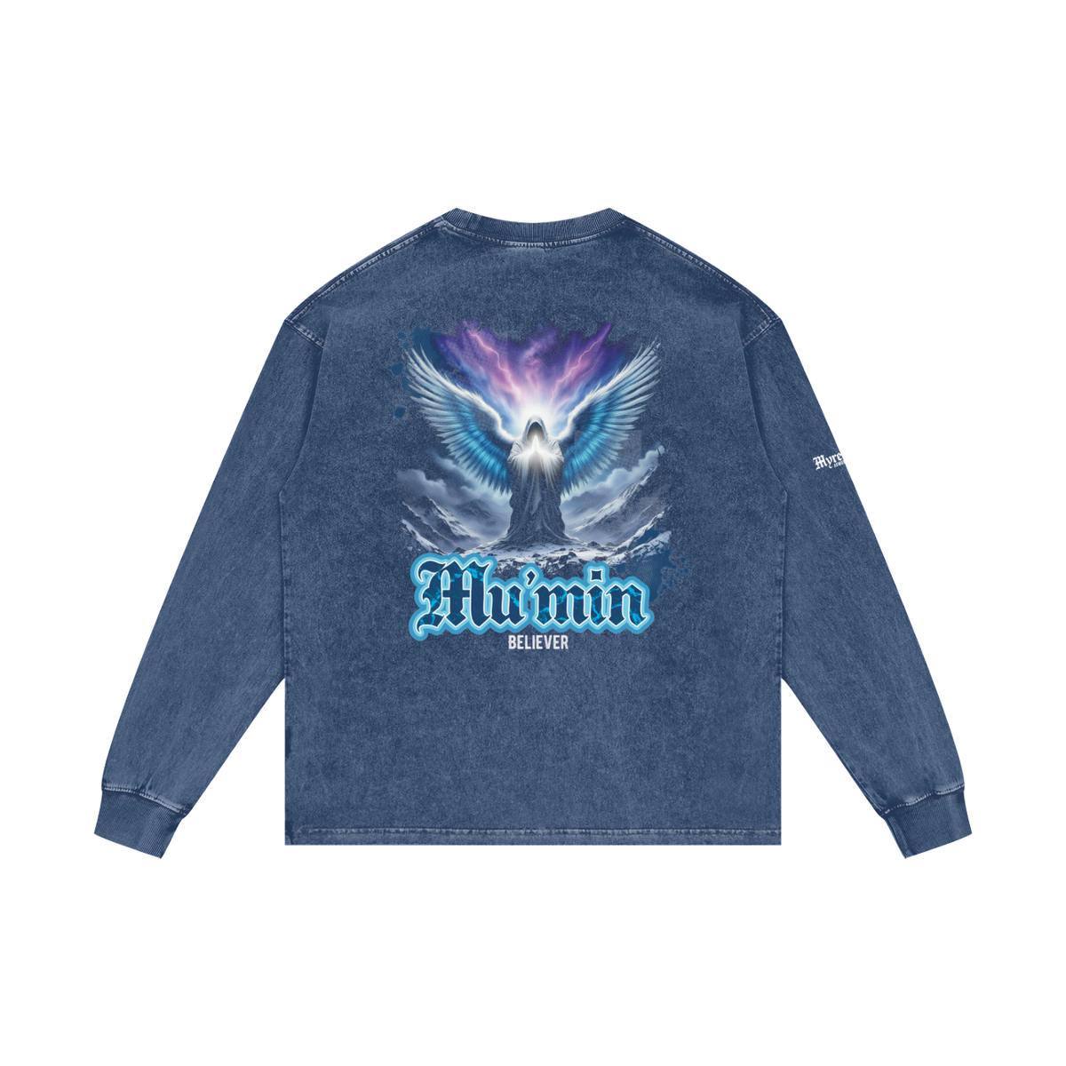 Mu'min - Believer | Myrenium Armour of Angels | Acid Wash Oversize Long Sleeve T-Shirt