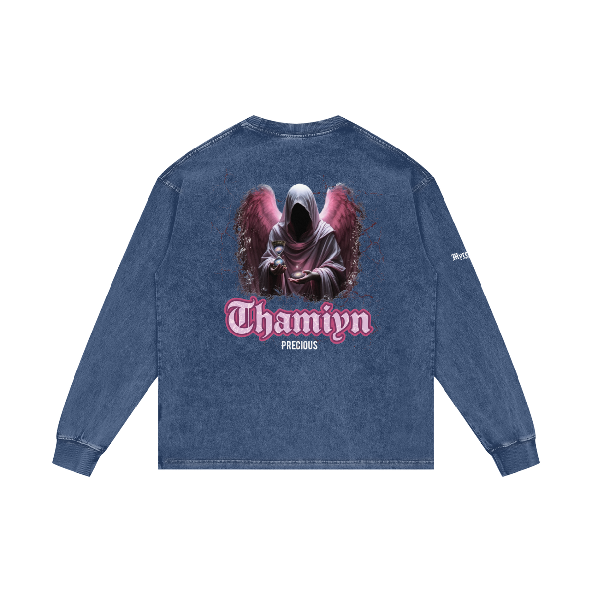 Thamiyn - Precious | Myrenium Armour of Angels | Acid Wash Oversize Long Sleeve T-Shirt