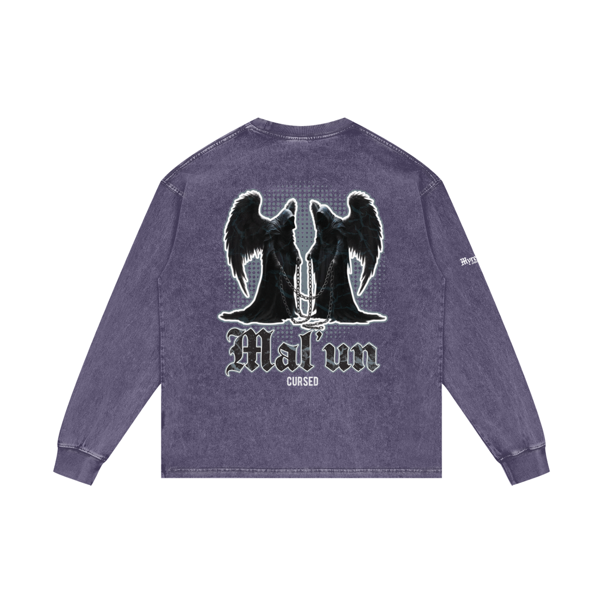 Mal'un - Cursed | Myrenium Armour of Angels | Acid Wash Oversize Long Sleeve T-Shirt