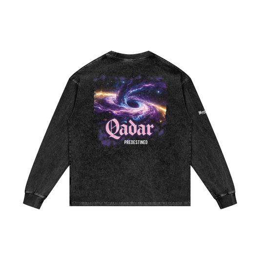 Qadar - Predestined | Myrenium Armour of Angels | Acid Wash Oversize Long Sleeve T-Shirt