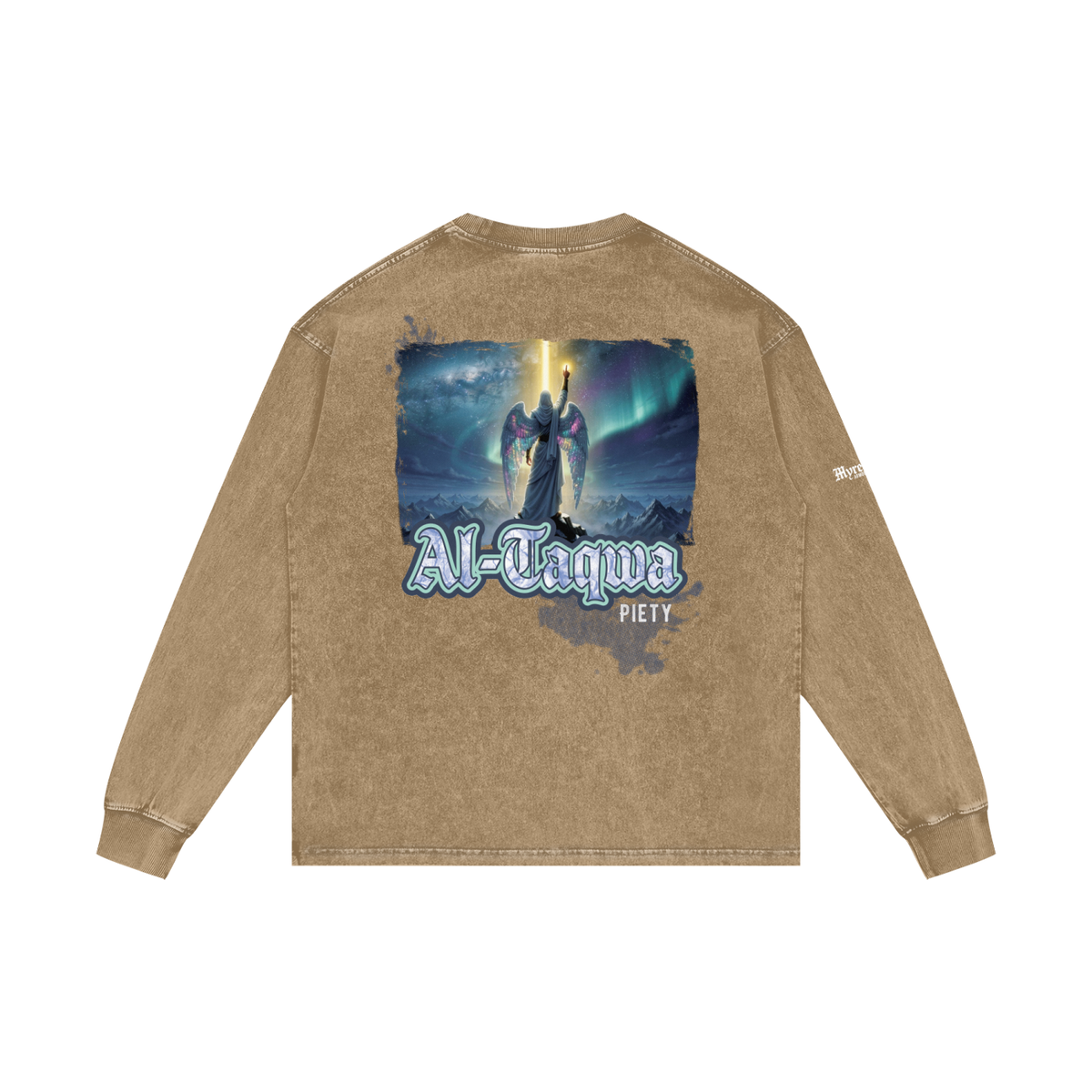 Al-Taqwa - Piety | Myrenium Armour of Angels | Acid Wash Oversize Long Sleeve T-Shirt