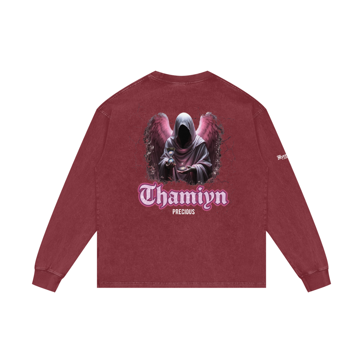 Thamiyn - Precious | Myrenium Armour of Angels | Acid Wash Oversize Long Sleeve T-Shirt
