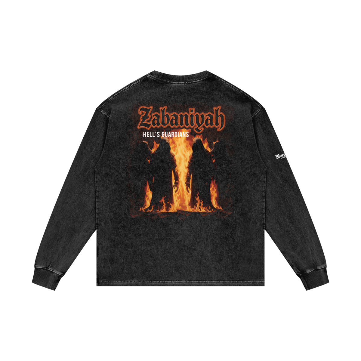 Zabaniyah - Hell's Guardians | Myrenium Armour of Angels | Acid Wash Oversize Long Sleeve T-Shirt