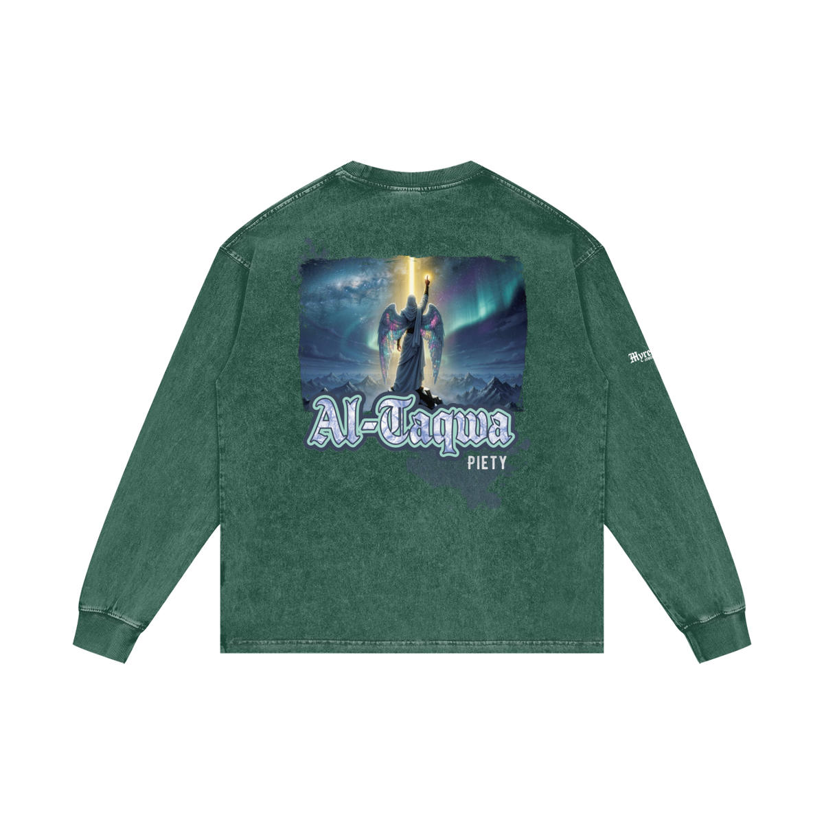 Al-Taqwa - Piety | Myrenium Armour of Angels | Acid Wash Oversize Long Sleeve T-Shirt